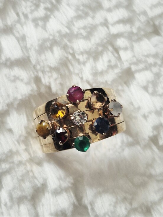 Stampd Jewelry - Estate 14k Gold Multicolor Gemstone Cluster Gold Ring